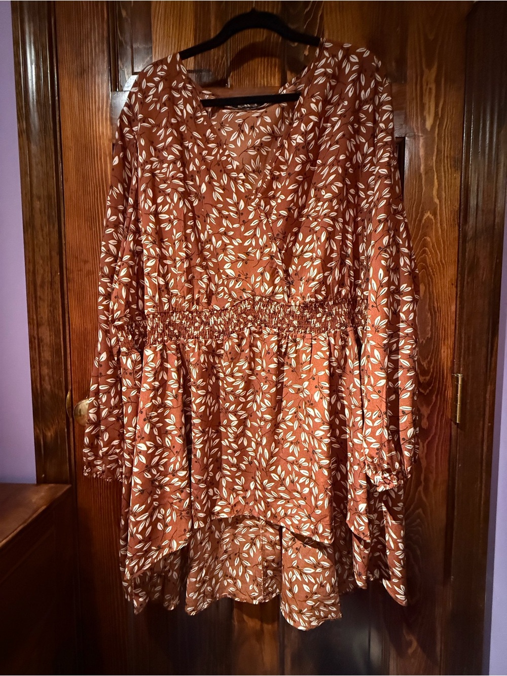 BloomChic Rust Brown Floral Long Sleeve Dress